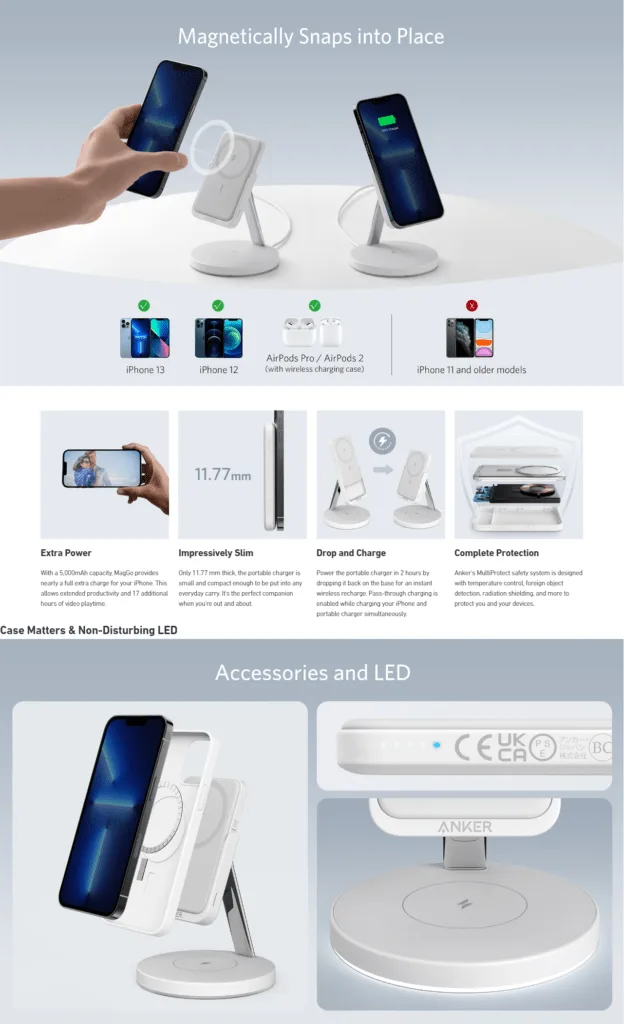 Anker 633 Magnetic Wireless Charger MagGo White - MyShops.ae
