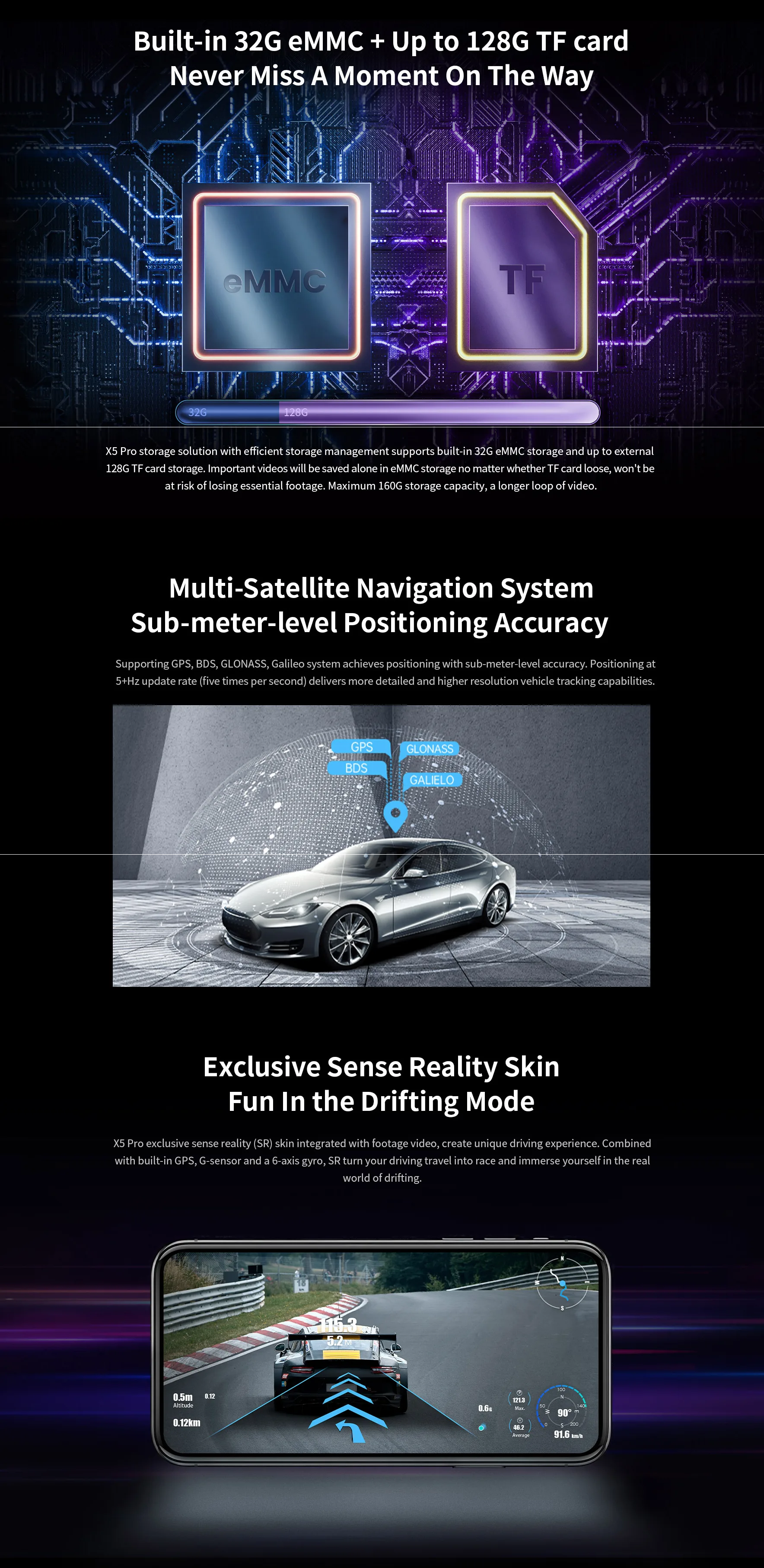 DDPAI X5 PRO DUAL CHANNEL DASHCAM, 4K FRONT & 1080P REAR