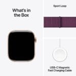 Apple Watch Series 10 GPS 42mm Rose Gold Aluminium Case with Plum Sport Loop