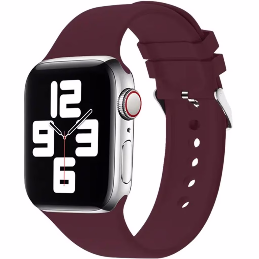 Green Lion Silicone Band with Buckle Watch Strap for Apple Watch 42/44/45MM - Wine Red