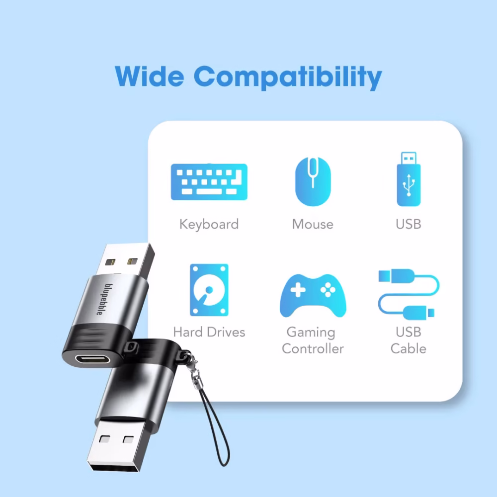 Blupebble USB-A 3.0 to USB-C OTG Adapter - Gray BP-OTGA2C-GY