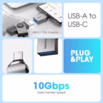 Blupebble USB-C to USB-A 3.1 OTG Adapter - Gray BP-OTGC2A-GY