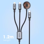 Blupebble PowerFlow USB-C To USB-C+Lightning+Watch Charger 100W PD Cable 1.2M Black BP-PF3IN1-BK