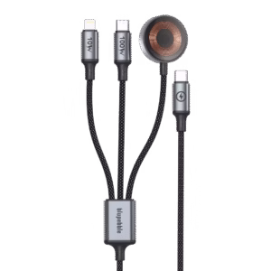 Blupebble PowerFlow USB-C To USB-C+Lightning+Watch Charger 100W PD Cable 1.2M Black BP-PF3IN1-BK