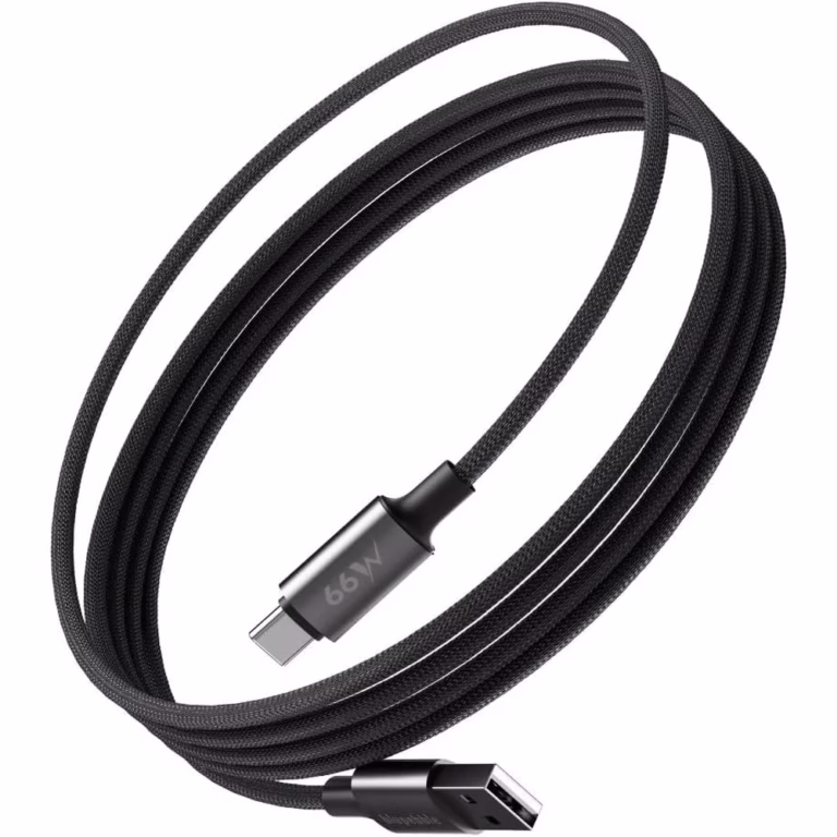 Blupebble PowerFlow USB-A To USB-C Cable PD 66W 1.2-Meter Black BP-USBA2C1.2M66W-BK