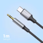 Blupebble USB-C Male To 3.5MM Male Cable 1M Gray BP-USBC23.5MALE-GY