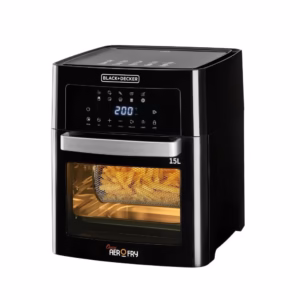 BLACK+DECKER Digital Air Fryer Oven, 1700W, 15L Family-Sized Capacity, Touch Control, 10 Preset Functions, 80-220°C Adjustable Temp, Rapid Air Convection, Smoke-Free Cooking, Black - AOF150-B5