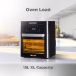 BLACK+DECKER Digital Air Fryer Oven, 1700W, 15L Family-Sized Capacity, Touch Control, 10 Preset Functions, 80-220°C Adjustable Temp, Rapid Air Convection, Smoke-Free Cooking, Black - AOF150-B5