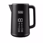 BLACK+DECKER Digital Kettle, 2300W, 1.7L, Touch Screen, Double Wall Design, 6 Preset Temps, 30-Min Keep Warm, LED Display, Auto Shut-Off, Boil-Dry Protection, Cool-Touch Exterior, Black - JCD200-B5