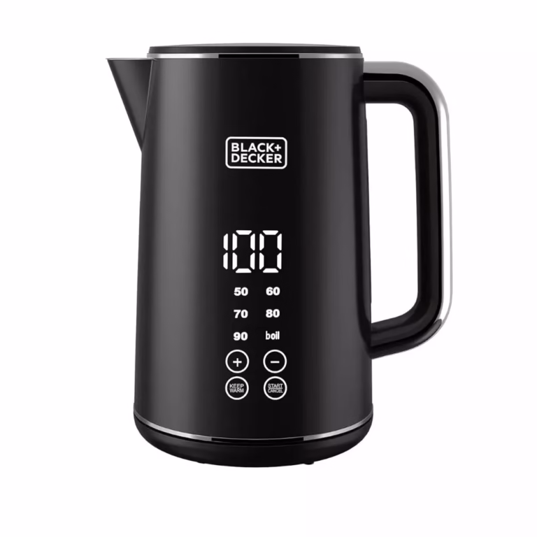 BLACK+DECKER Digital Kettle, 2300W, 1.7L, Touch Screen, Double Wall Design, 6 Preset Temps, 30-Min Keep Warm, LED Display, Auto Shut-Off, Boil-Dry Protection, Cool-Touch Exterior, Black - JCD200-B5