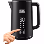 BLACK+DECKER Digital Kettle, 2300W, 1.7L, Touch Screen, Double Wall Design, 6 Preset Temps, 30-Min Keep Warm, LED Display, Auto Shut-Off, Boil-Dry Protection, Cool-Touch Exterior, Black - JCD200-B5