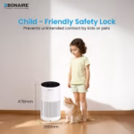 Bonaire GAP13 Smart Air Purifier | 390 m³/h CADR | 360° Air Intake | Multi‑Layer Filter System | PM2.5 Sensor | Wi‑Fi App Control | Timer | Sleep Mode 26 dB | Filter Indicator | Child Lock | White