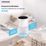 Bonaire GAP13 Smart Air Purifier | 390 m³/h CADR | 360° Air Intake | Multi‑Layer Filter System | PM2.5 Sensor | Wi‑Fi App Control | Timer | Sleep Mode 26 dB | Filter Indicator | Child Lock | White