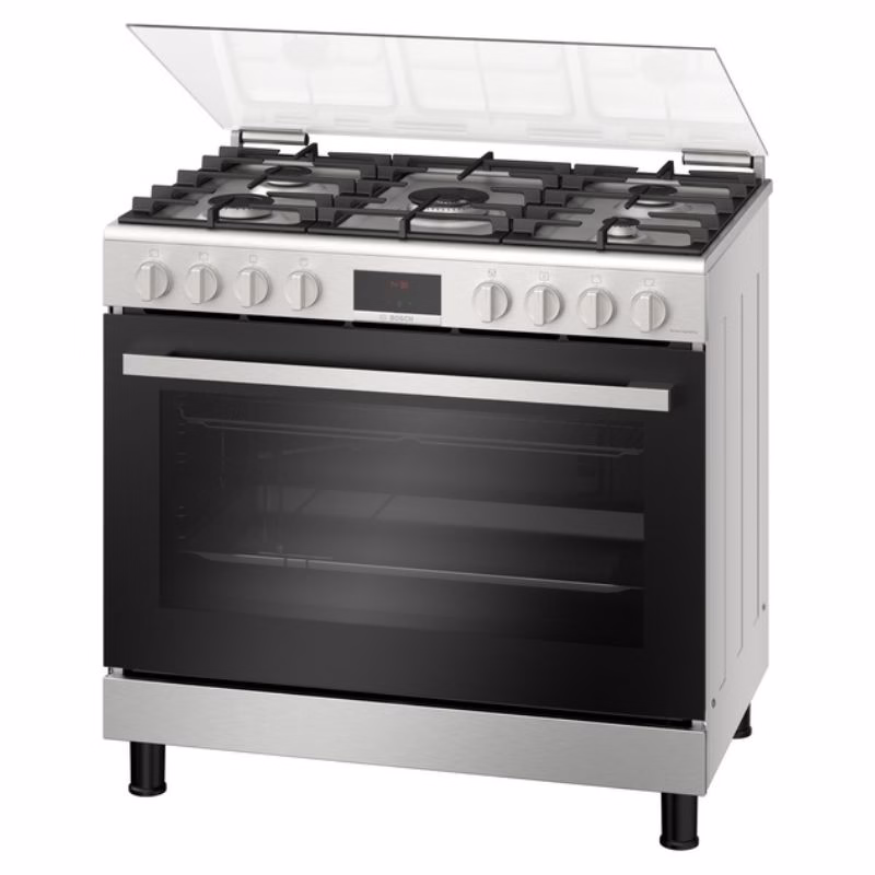 Series 6, Full Gas Cooker 90cm, Digital Timer, With Rotisserie, Stainless Steel, Made in Egypt