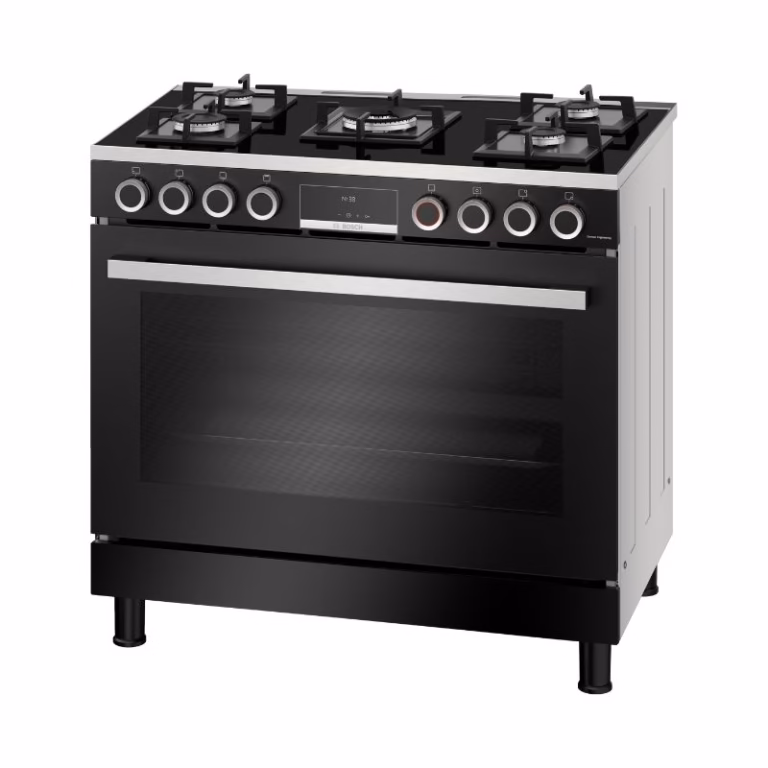 Series 8, Full Gas Hybrid Cooker 90cm, Digital Timer, Rotessirie, Black Glass, Made in Turkey