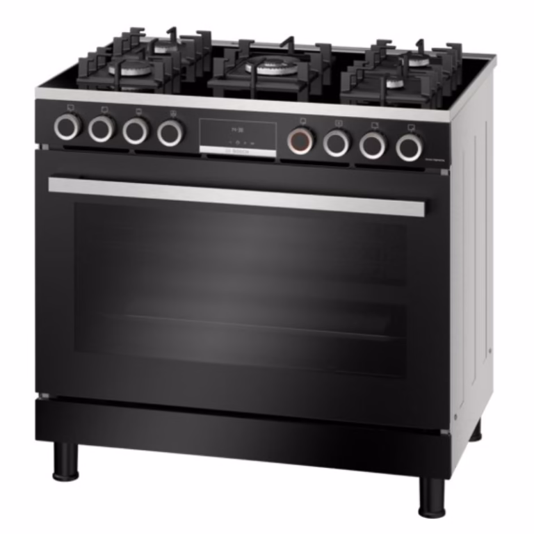 Series 8, Full Gas Hybrid Cooker 90cm, Digital Timer, Rotessirie, Black Glass, Made in Egypt