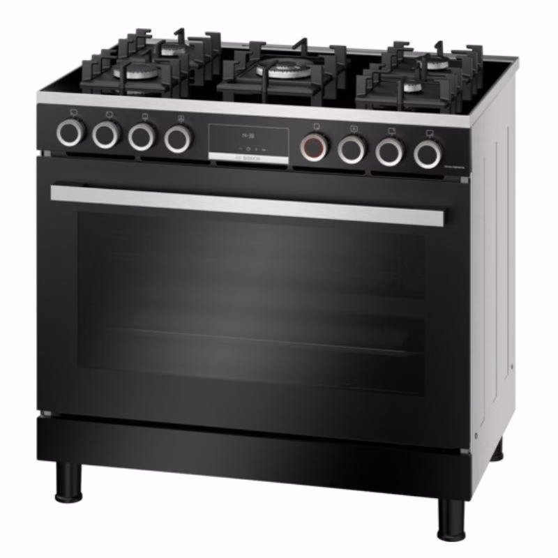 Series 8, Full Gas Hybrid Cooker 90cm, Digital Timer, Rotessirie, Black Glass, Made in Egypt